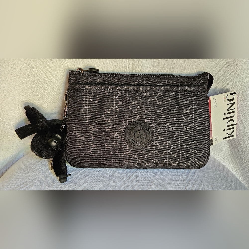 Kipling RiRi black signature embossed print crossbody NWT